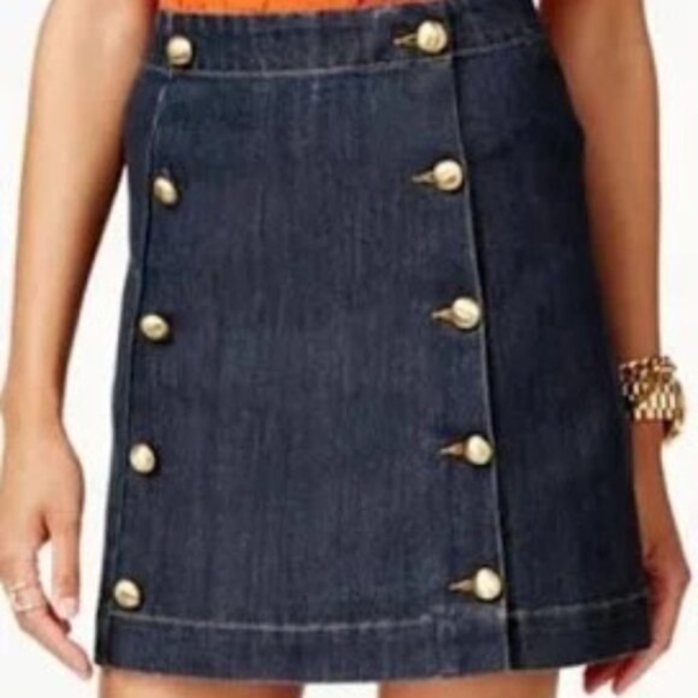 NWOT ~ Michael Kors Denim Skirt With Gold Buttons ~ SZ 2